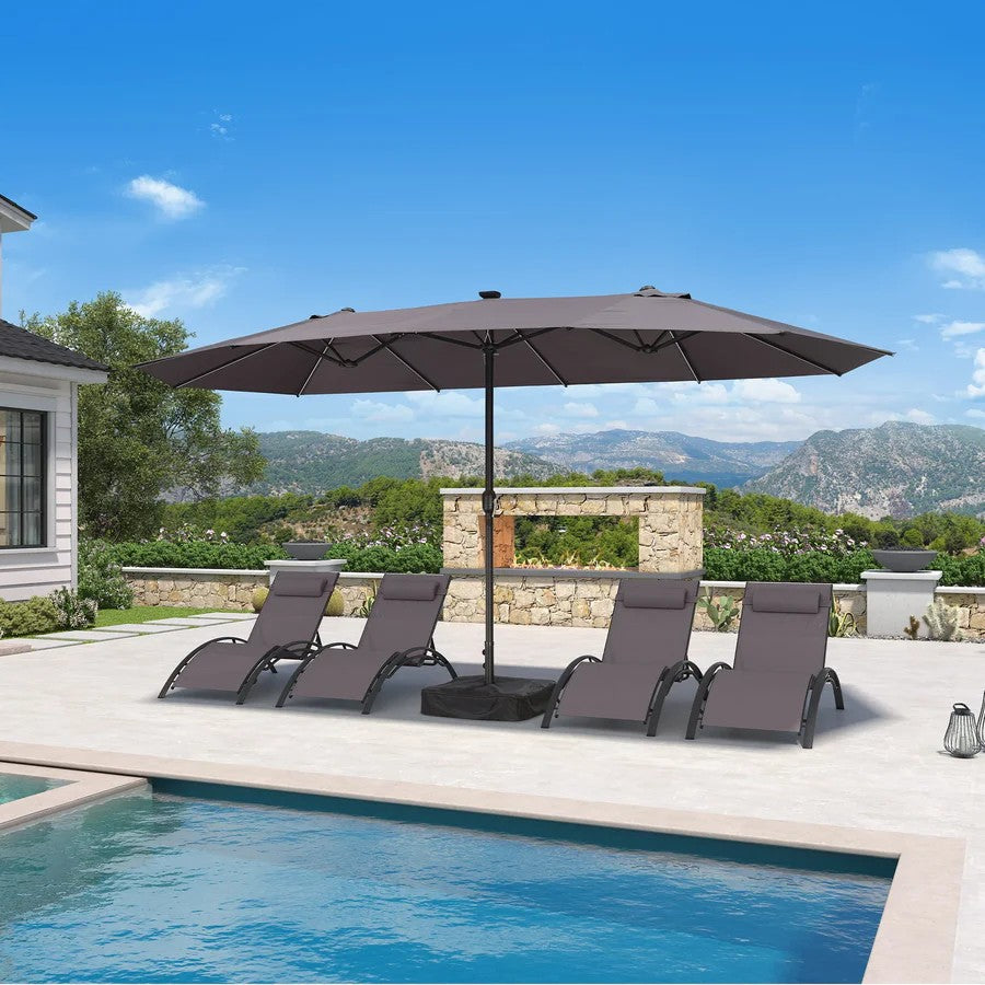 PURPLE LEAF Parasol de Jardin Double Aluminium avec lumières LED, Avec Socle, pour Terrasse, Jardin, Balcon et Piscine