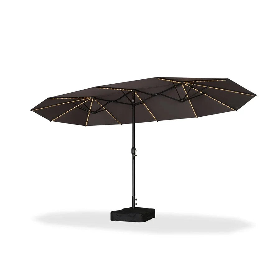 PURPLE LEAF Parasol de Jardin Double Aluminium avec lumières LED, Avec Socle, pour Terrasse, Jardin, Balcon et Piscine