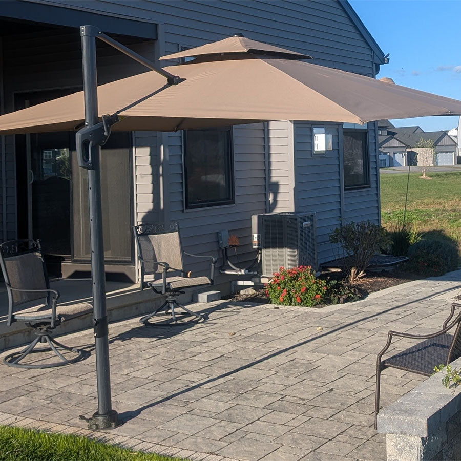 PURPLE LEAF Parasol Déporté à Double Toit avec Cadre Anthracite Carré Rectangle avec socle