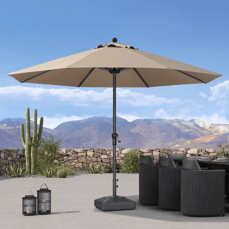 PURPLE LEAF Parasol en Aluminium à Mât Droit, Parasol d'Extérieur,Convient aux Jardins, Terrasses et abords de  Piscine ,Avec Socle