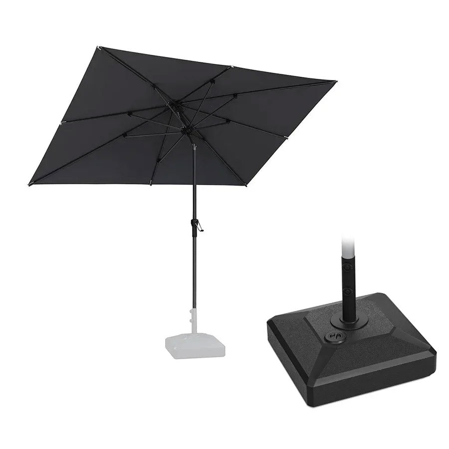 PURPLE LEAF Parasol inclinable en aluminium à mât droit, Carré, Rectangulaire et Rond, Avec Socle