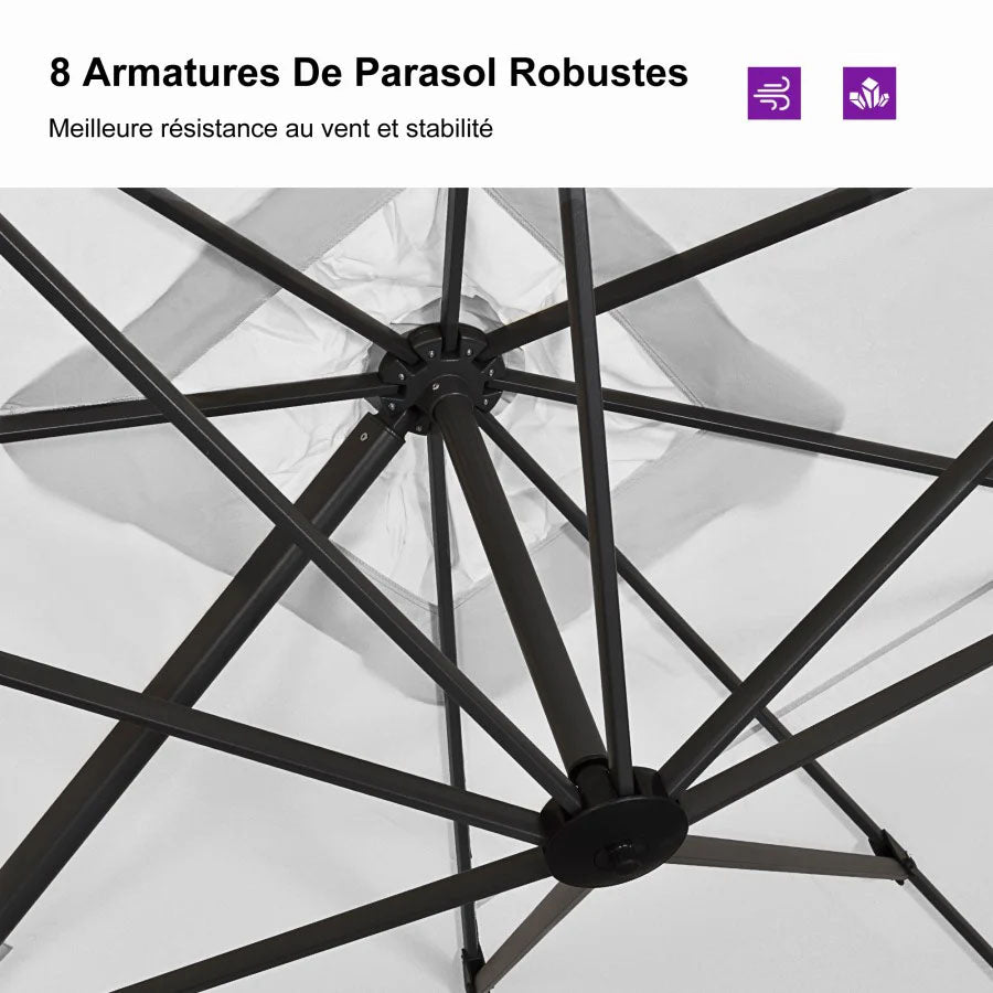 PURPLE LEAF Parasol Déporté de Jardin Économique Carré avec socle