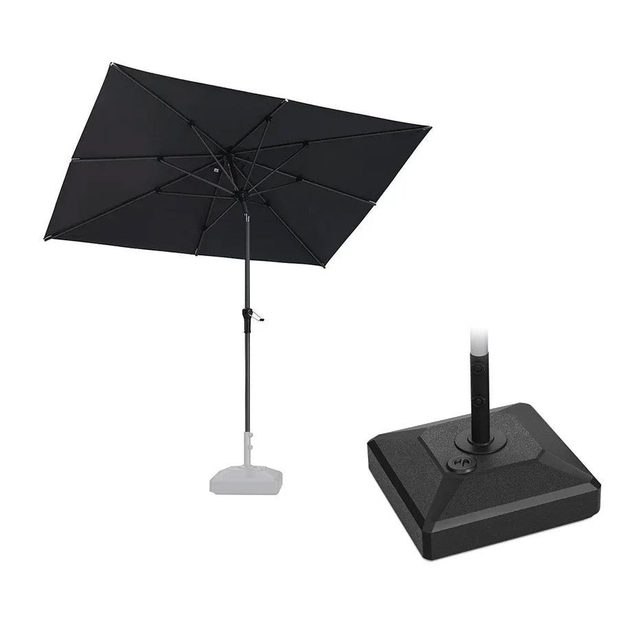 PURPLE LEAF Parasol inclinable en aluminium à mât droit, Carré, Rectangulaire et Rond, Avec Socle