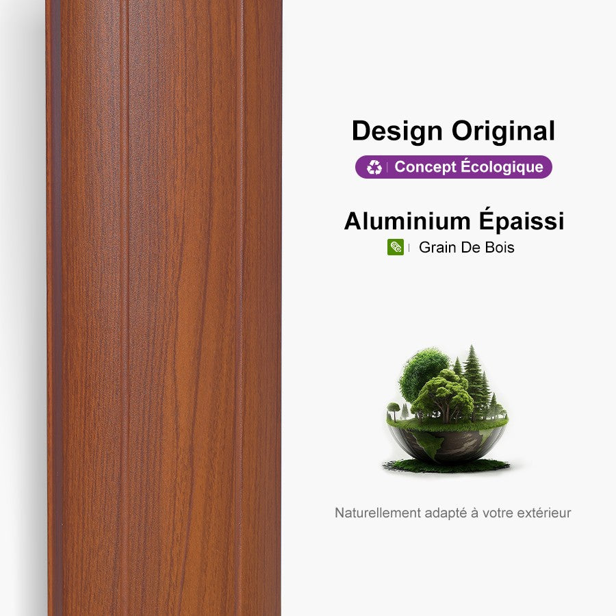 PURPLE LEAF Parasol Déporté Rectanglulaire Grain de Bois en Aluminium avec socle