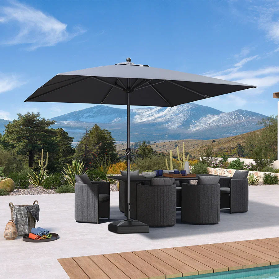 PURPLE LEAF Parasol en Aluminium à Mât Droit, Parasol d'Extérieur,Convient aux Jardins, Terrasses et abords de  Piscine ,Avec Socle