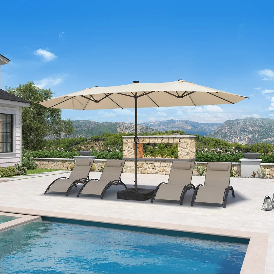 PURPLE LEAF Parasol de Jardin Double Aluminium avec lumières LED, Avec Socle, pour Terrasse, Jardin, Balcon et Piscine