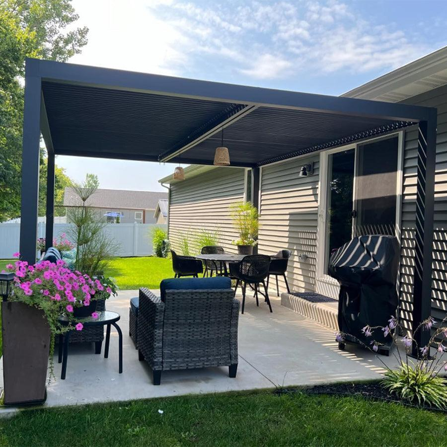 PURPLE LEAF Pergola Bioclimatique Pergola Aluminium Lames Orientables Tonnelle de Jardin Imperméable pour Terrasse Extérieur Carport, Anthracite