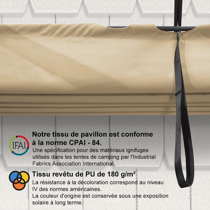 PURPLE LEAF Housse de Protection Solaire de Pergola Dépliable – Housse de Remplissage en Tissu Résistant pour Terrasses et Vérandas