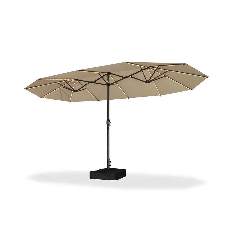 PURPLE LEAF Parasol de Jardin Double Aluminium avec lumières LED, Avec Socle, pour Terrasse, Jardin, Balcon et Piscine
