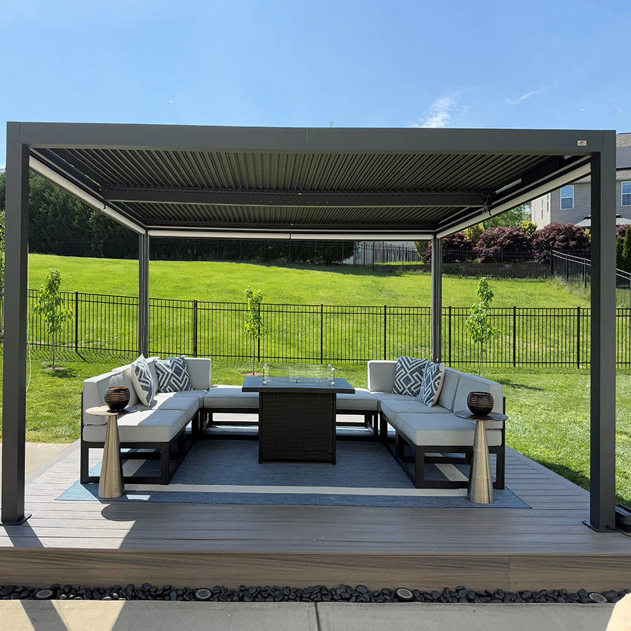 PURPLE LEAF Pergola Bioclimatique Pergola Aluminium Lames Orientables Tonnelle de Jardin Imperméable pour Terrasse Extérieur Carport, Anthracite