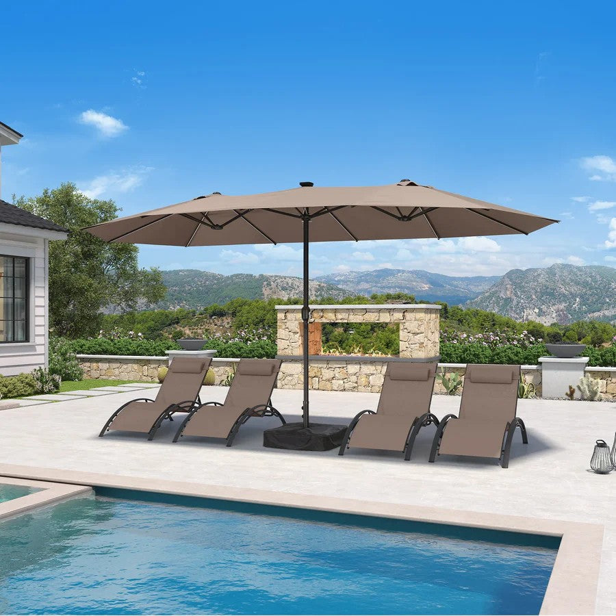 PURPLE LEAF Parasol de Jardin Double Aluminium avec lumières LED, Avec Socle, pour Terrasse, Jardin, Balcon et Piscine