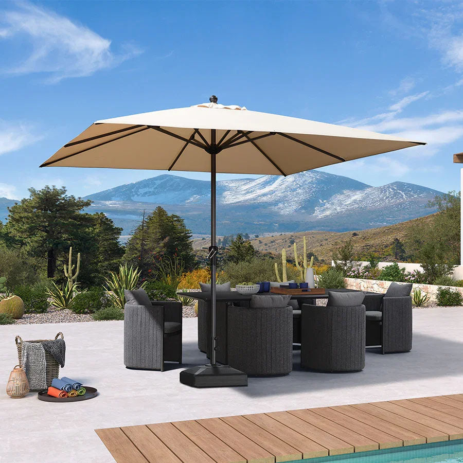 PURPLE LEAF Parasol en Aluminium à Mât Droit, Parasol d'Extérieur,Convient aux Jardins, Terrasses et abords de  Piscine ,Avec Socle