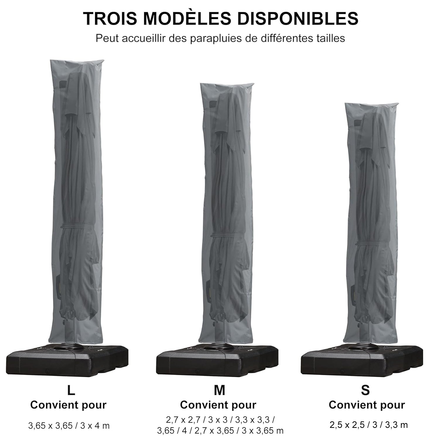 PURPLE LEAF Housse de parasol déporté avec fermeture éclair pour parasol extérieur et parasol de patio