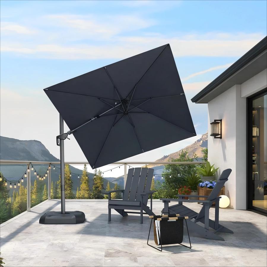 PURPLE LEAF Parasol Déporté Inclinable Gauche Droite Carré et Rectangulaire avec socle