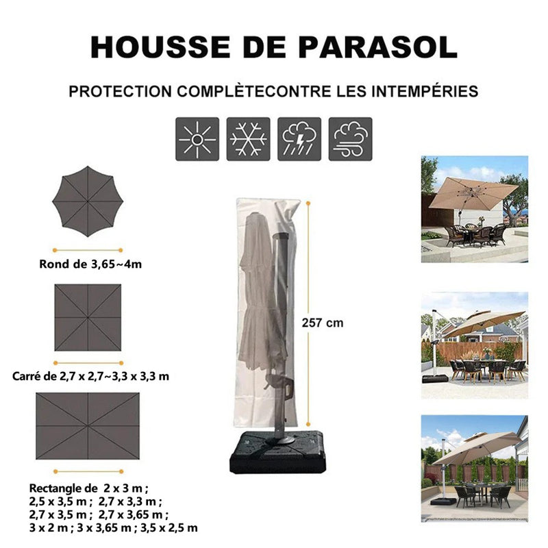 PURPLE LEAF Housse de parasol déporté avec fermeture éclair pour parasol extérieur et parasol de patio