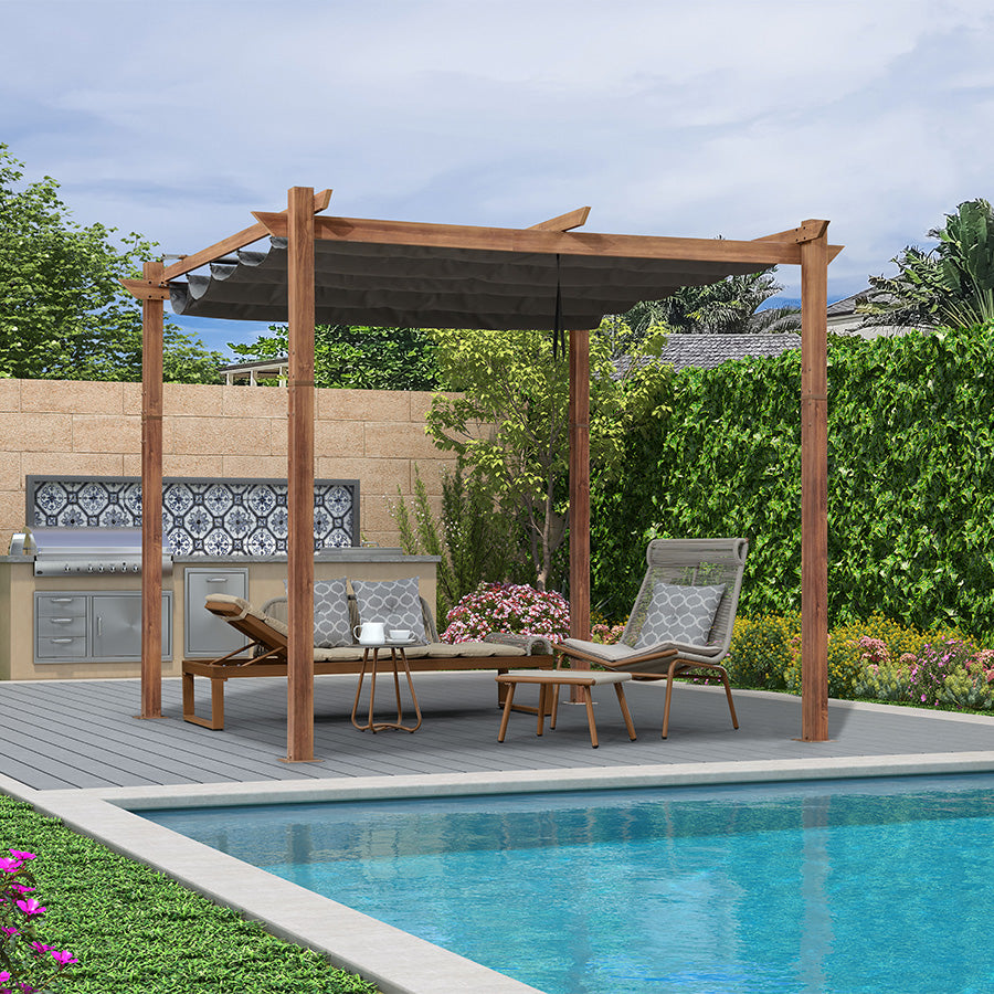 PURPLE LEAF Pergola rétractable extérieure avec pare-soleil auvent abri en métal pour patio de jardin porche pavillon de plage
