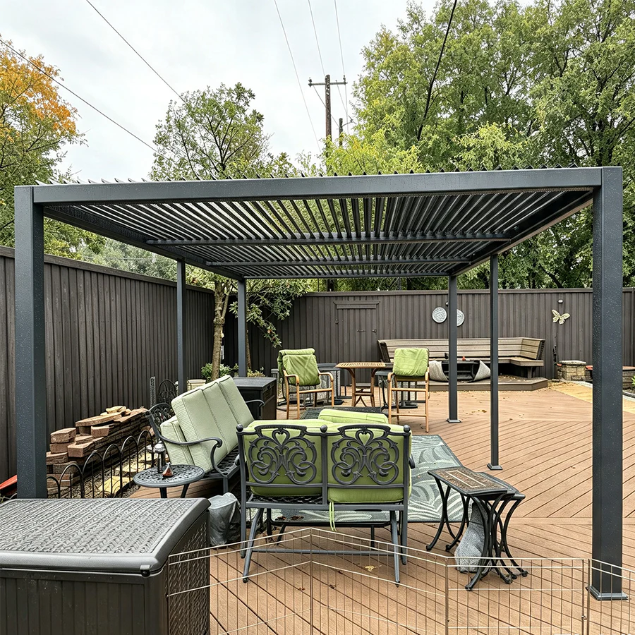 PURPLE LEAF Pergola Bioclimatique d'extérieur en aluminium à toit réglable pour terrasse et jardin grise