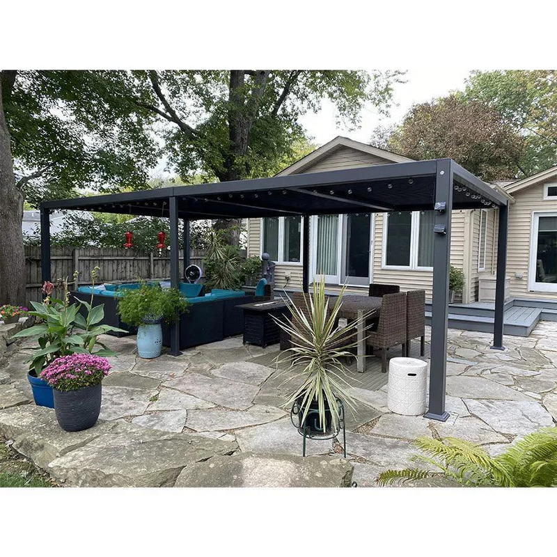 PURPLE LEAF Pergola Bioclimatique d'extérieur en aluminium à toit réglable pour terrasse et jardin grise