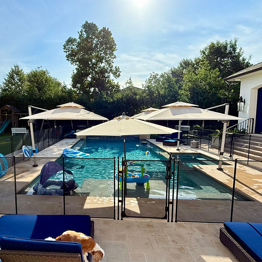 PURPLE LEAF Parasol Déporté Classique à Toit Double Carré avec socle