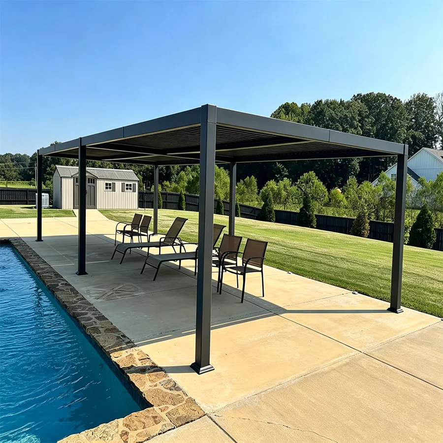 PURPLE LEAF Pergola Bioclimatique d'extérieur en aluminium à toit réglable pour terrasse et jardin grise
