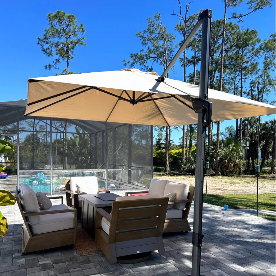 PURPLE LEAF Parasol Déporté Inclinable Gauche Droite Carré, Parasol De Jardin Extérieur avec 5 Positions réglables et Rotation à 360°, Toile Protection UV