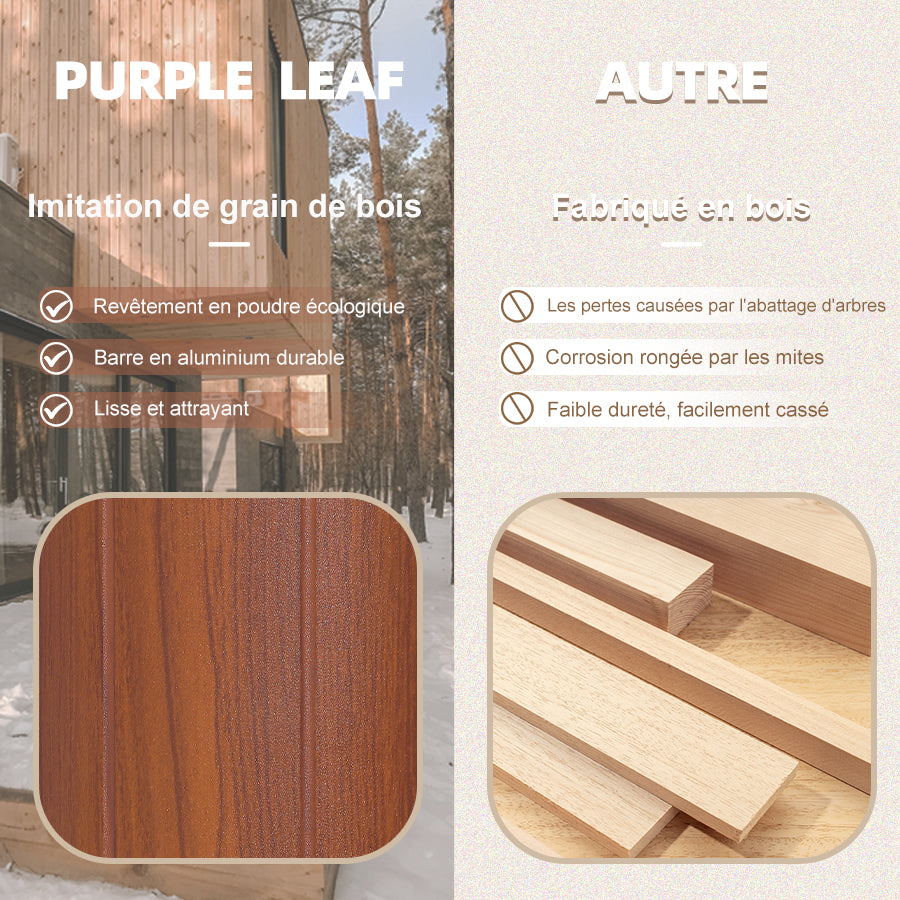 PURPLE LEAF Parasol Rectangulaire Grain de Bois en Aluminium Parasol De Jardin Extérieur Toit à Double Rotatif 360°