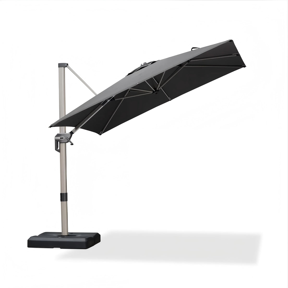 PURPLE LEAF Parasol Déporté en Aluminium pour Jardin et Terrasse Cadre Gris Argenté avec Socle