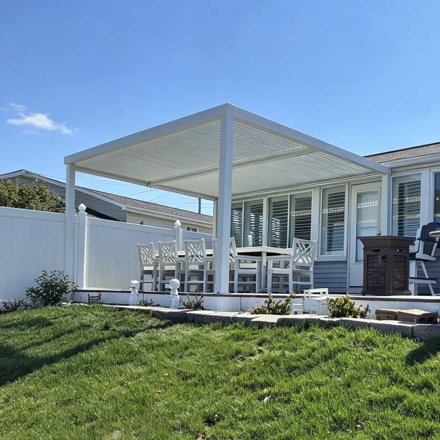 PURPLE LEAF Pergola Bioclimatique Pergola Aluminium  Lames Orientables Tonnelle de Jardin Imperméable pour Terrasse Extérieur Carport, Blanc