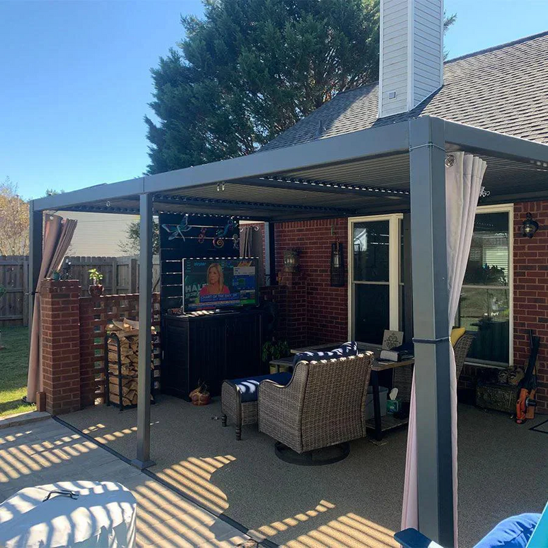 PURPLE LEAF Pergola Bioclimatique d'extérieur en aluminium à toit réglable pour terrasse et jardin grise