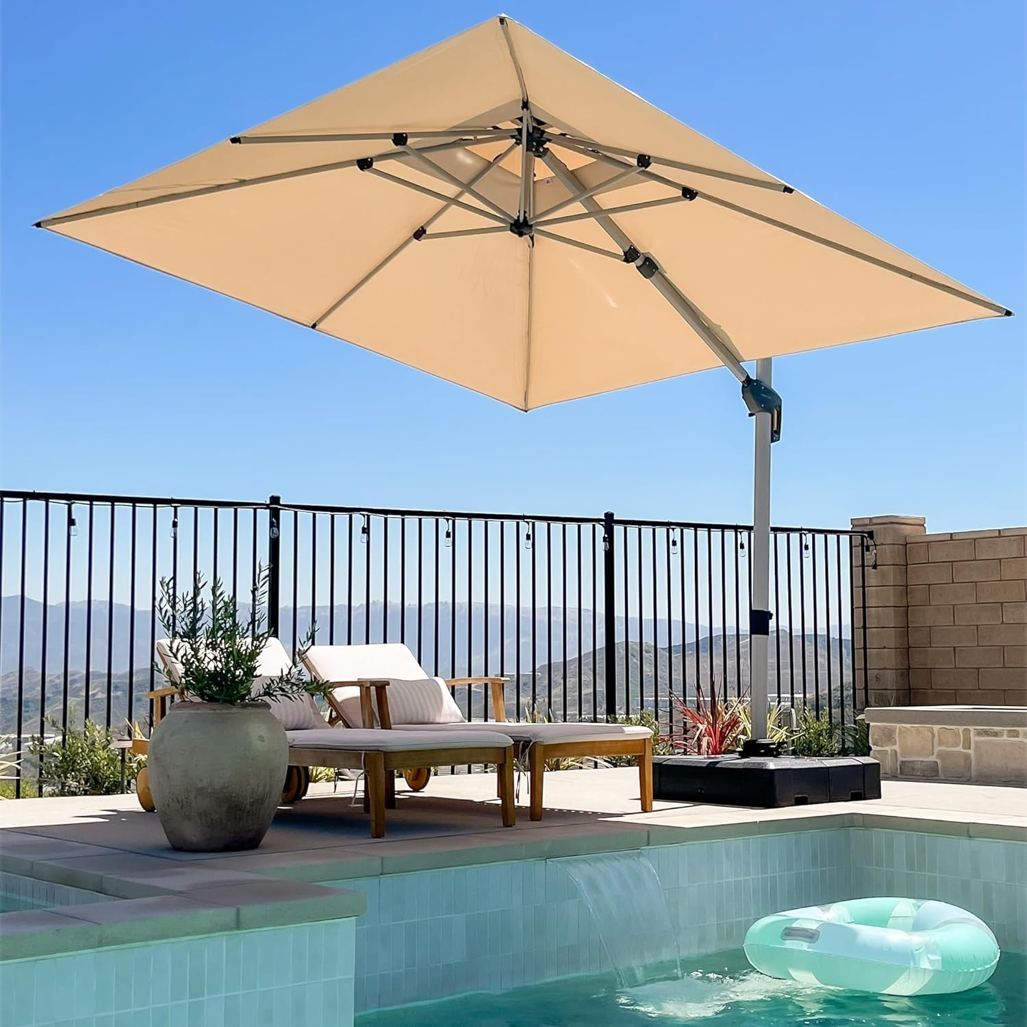 PURPLE LEAF Parasol Déporté Inclinable, Parasol De Jardin Exterieur Toit à Double Rotatif 360°,Parasol Terrasse Exterieur Luxueux