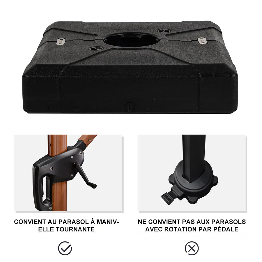 PURPLE LEAF Base de Parasol à Double Toit Remplie d'Aau et de Sable ZYBASE-1 et ZYBASE-1N