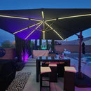 PURPLE LEAF Parasol Déporté avec LED Solaire 3 x 3 m Carré, Parasol De Jardin Extérieur Inclinable Toile Protection UV