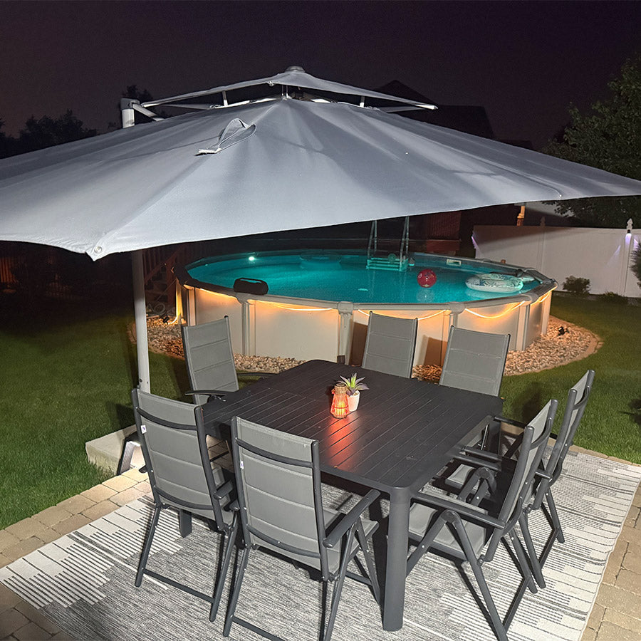 PURPLE LEAF Parasol Déporté Inclinable Rectangulaire, Parasol De Jardin Extérieur Toit à Double Rotatif 360°, Parasol Terrasse Extérieur