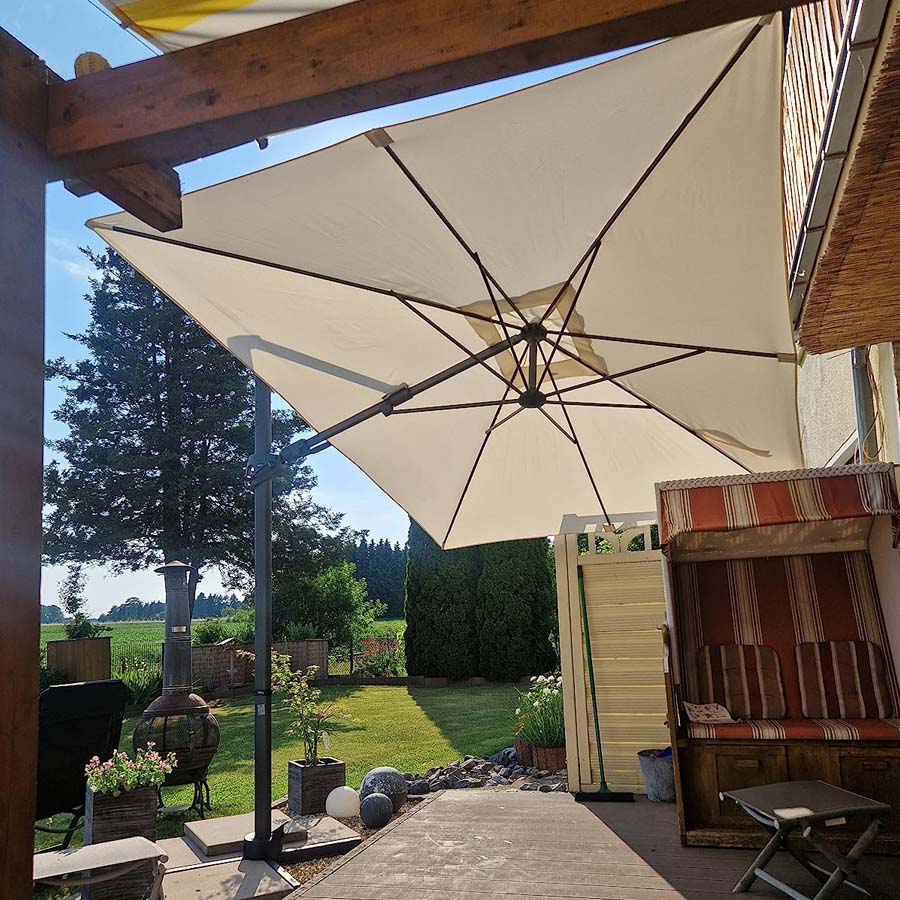 PURPLE LEAF Parasol Déporté Inclinable Gauche Droite Carré, Parasol De Jardin Extérieur avec 5 Positions réglables et Rotation à 360°, Toile Protection UV