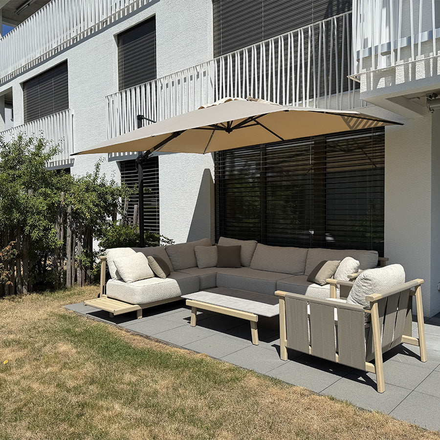 PURPLE LEAF Parasol Déporté Inclinable Gauche Droite Carré, Parasol De Jardin Extérieur avec 5 Positions réglables et Rotation à 360°, Toile Protection UV