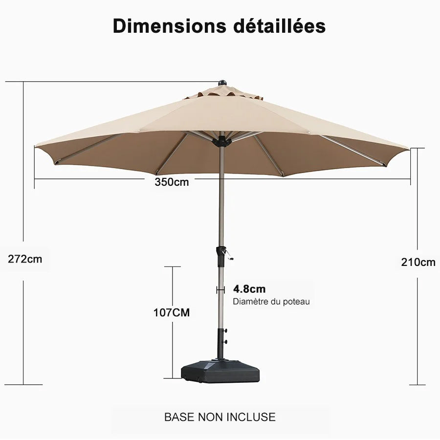 PURPLE LEAF Parasol Droit de Marché avec Système de Manivelle Visible Carré Rectangle Rond