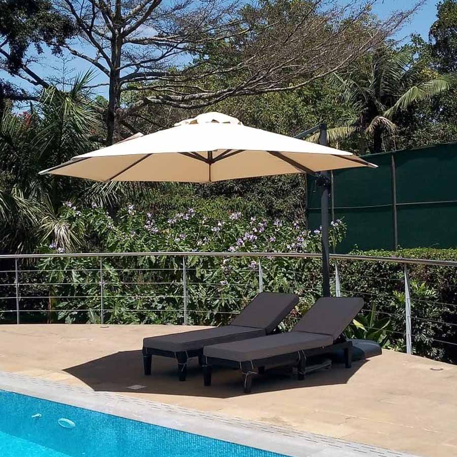 PURPLE LEAF Parasol De Jardin Extérieur Rond, Parasol Déporté Rotatif 360°, Parasol Excentré Inclinable, Parasol Suspendu Balcon