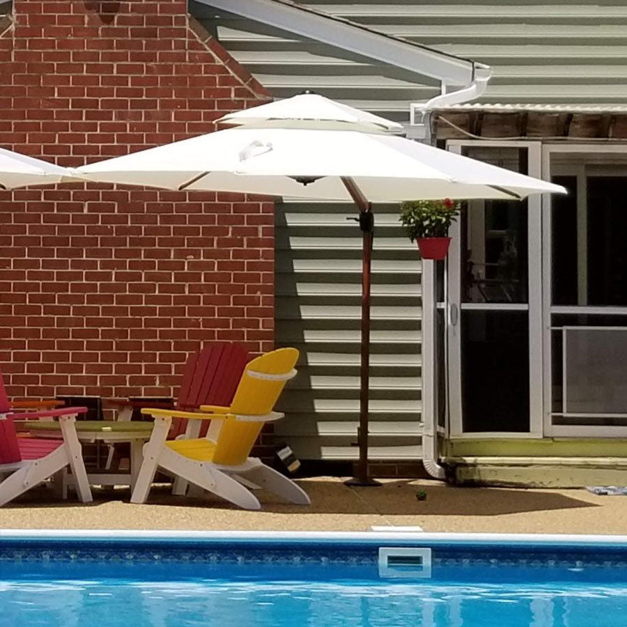 PURPLE LEAF Parasol Déporté Rond Grain de Bois en Aluminium Parasol De Jardin Extérieur Toit à Double Rotatif 360°