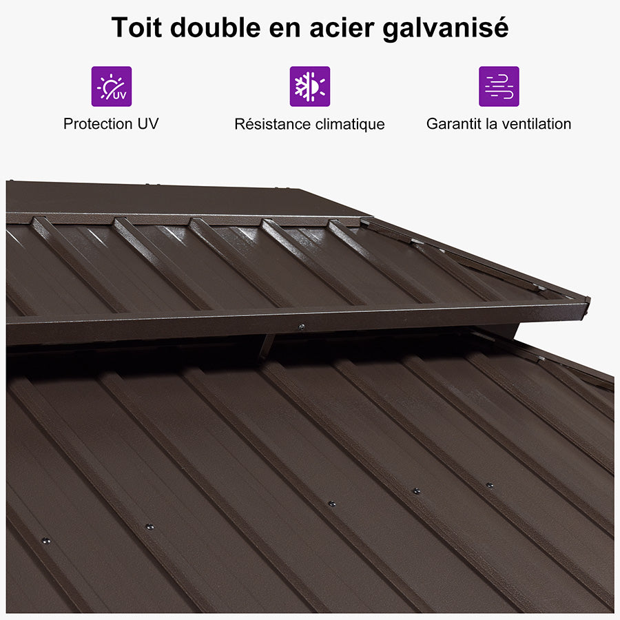 PURPLE LEAF Tonnelle De Jardin Tonnelle Aluminum Résistant à l'eau et stable Adapté à toutes les saisons Double Toit Acier Galvanisé，Économique - Bronze