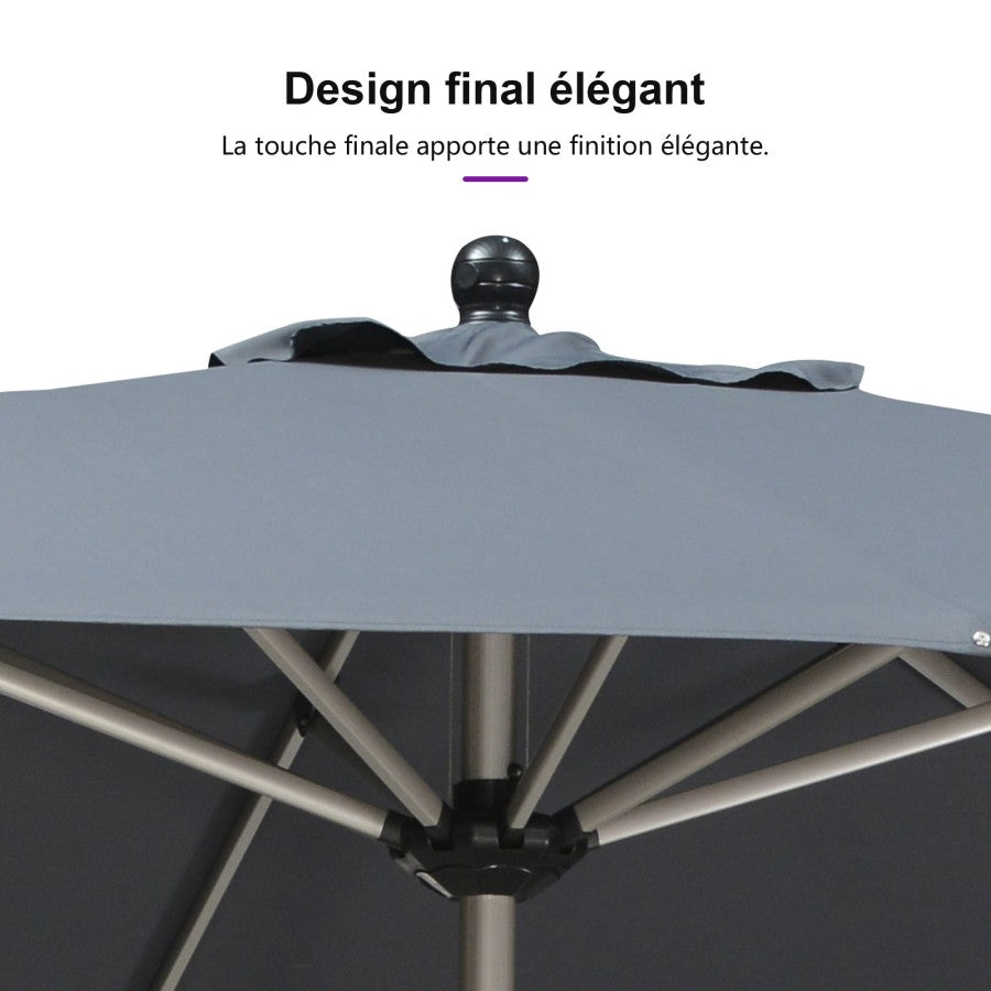 PURPLE LEAF Parasol Droit de Marché avec Système de Manivelle Visible Carré Rectangle Rond