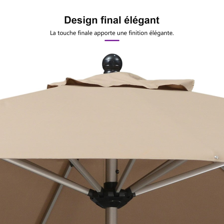 PURPLE LEAF Parasol Droit de Marché avec Système de Manivelle Visible Carré Rectangle Rond