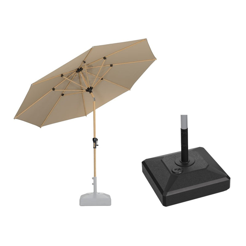 PURPLE LEAF Parasol Droit Inclinable Grain de Bois de Marché Carré Rectangle Rond avec socle