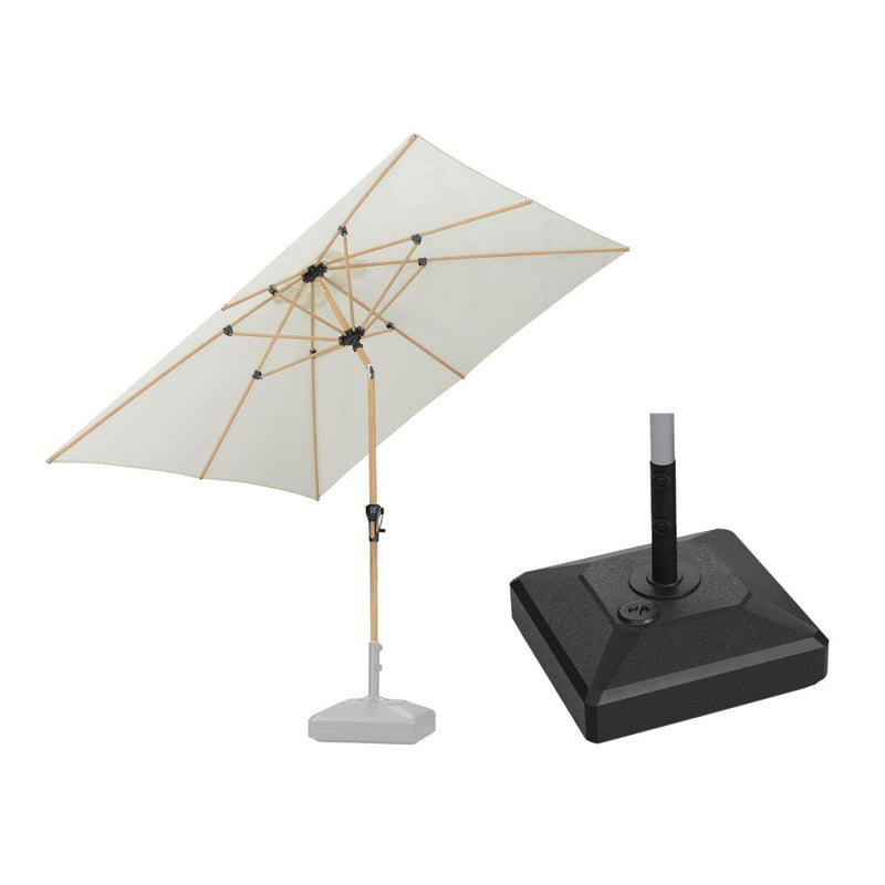 PURPLE LEAF Parasol Droit Inclinable Grain de Bois de Marché Carré Rectangle Rond avec socle