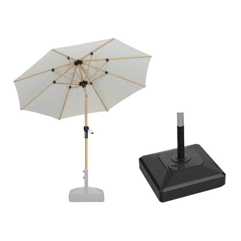 PURPLE LEAF Parasol Droit Inclinable Grain de Bois de Marché Carré Rectangle Rond avec socle