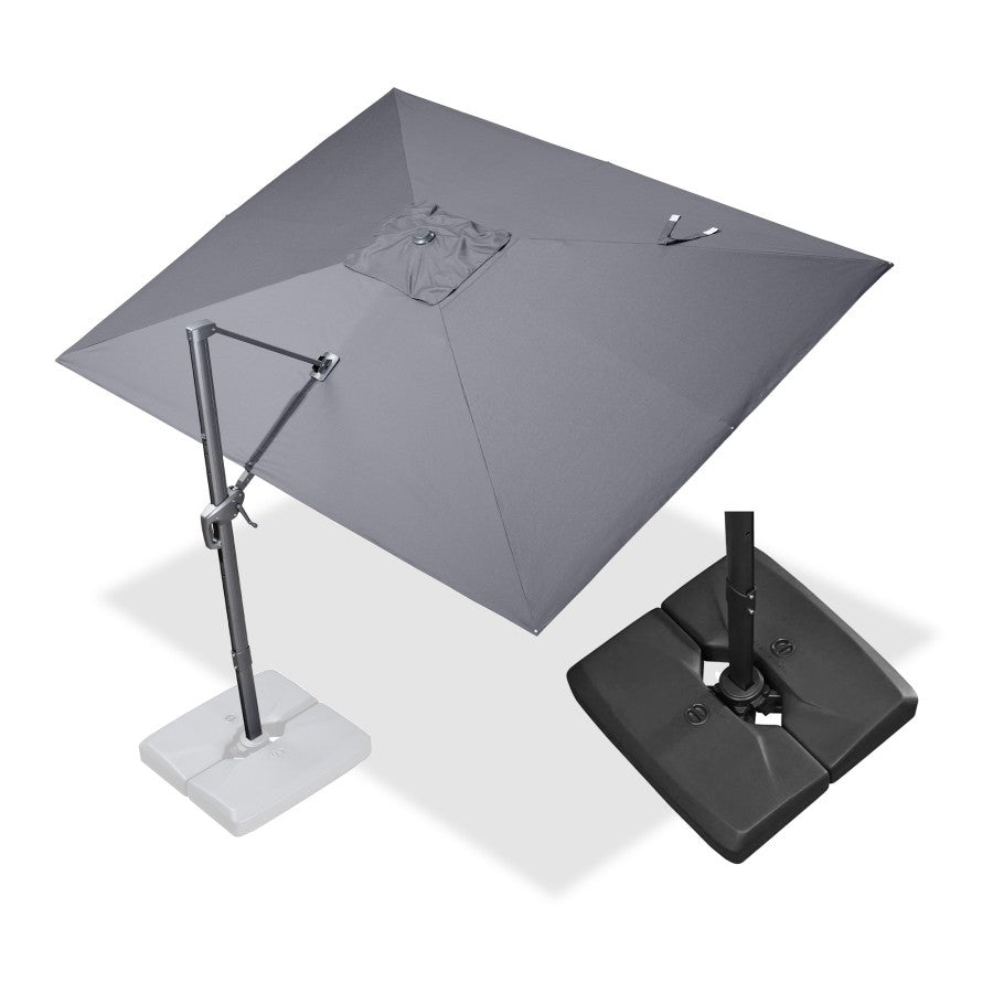 PURPLE LEAF Parasol Déporté Économique avec Cadre Gris Acier Carré Rectangulaire avec socle