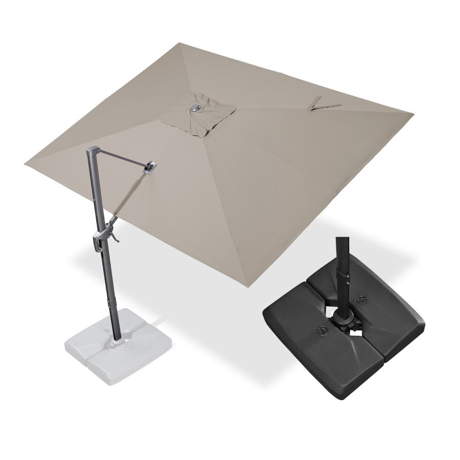 PURPLE LEAF Parasol Déporté Économique avec Cadre Gris Acier Carré Rectangulaire avec socle