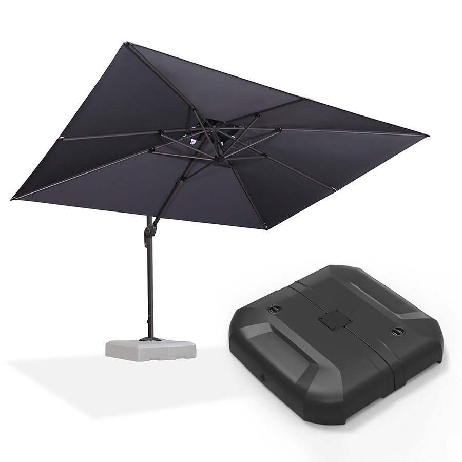 PURPLE LEAF Parasol Déporté à Double Toit avec Cadre Anthracite Carré Rectangle avec socle