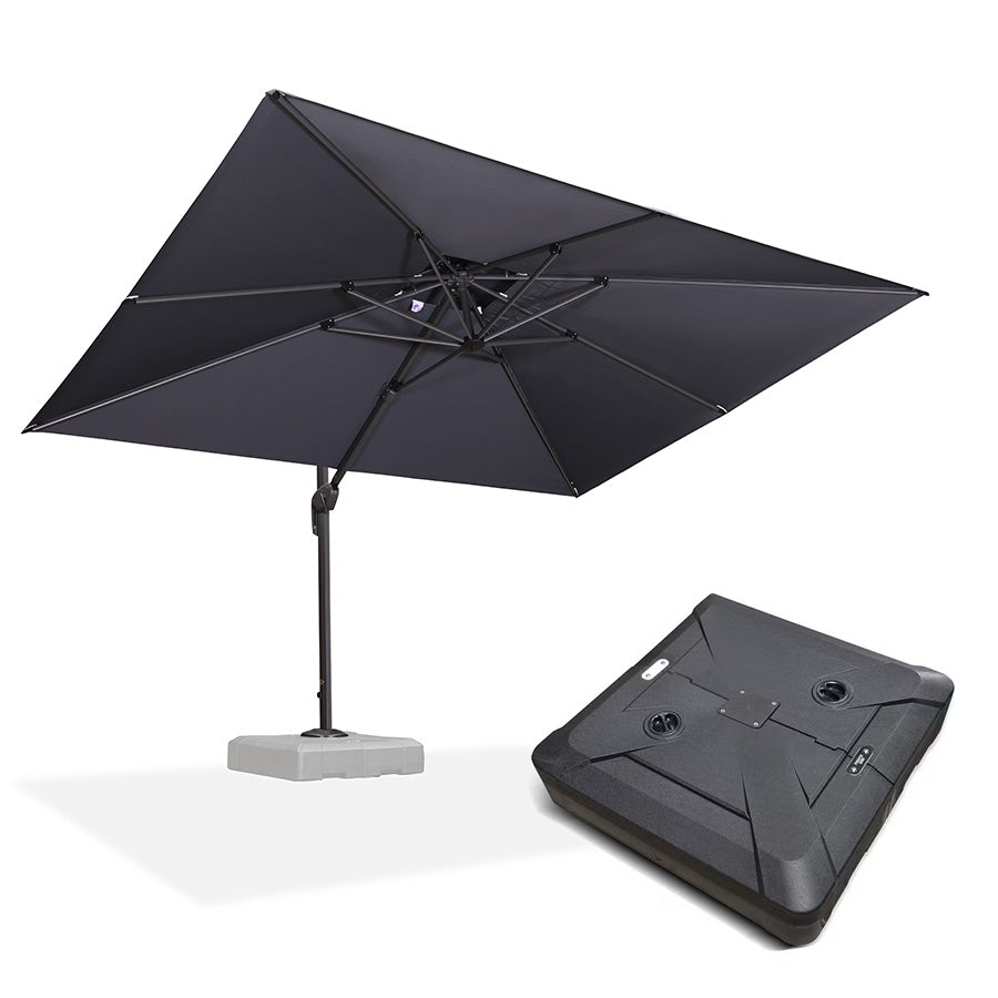 PURPLE LEAF Parasol Déporté à Double Toit avec Cadre Anthracite Carré Rectangle avec socle