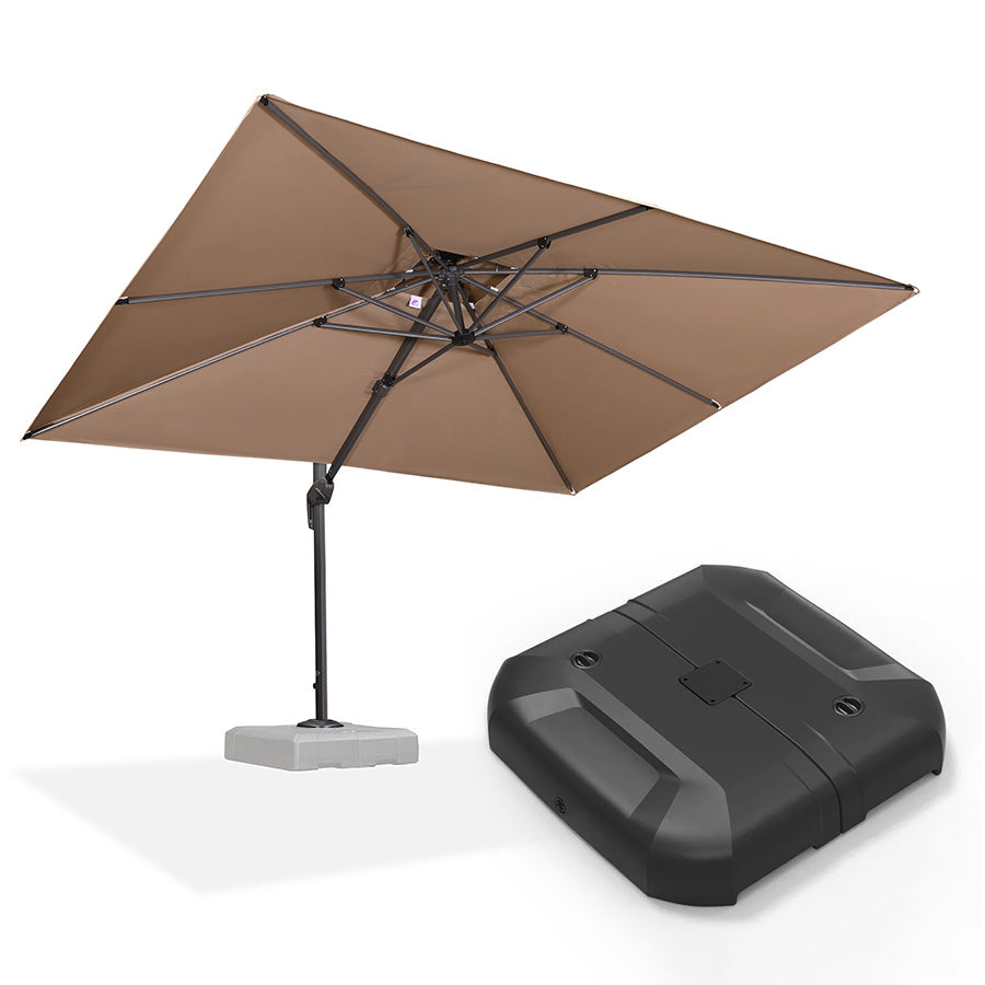 PURPLE LEAF Parasol Déporté à Double Toit avec Cadre Anthracite Carré Rectangle avec socle