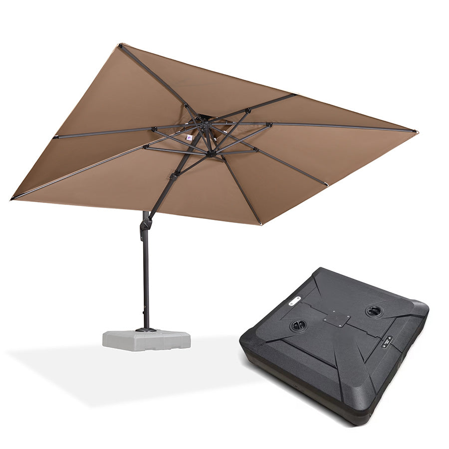 PURPLE LEAF Parasol Déporté à Double Toit avec Cadre Anthracite Carré Rectangle avec socle